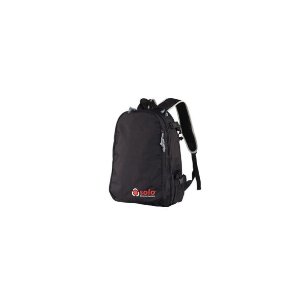 SOLO611-001 Urban Rucksack mit verstellbaren Fächern, Laptopfach und Getränkehalter, gepolstert für Komfort, inklusive Solo 612 Stangentasche. Seitenansicht.